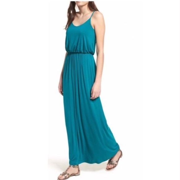 LOFT Turquoise Sleeveless Maxi Dress - Picture 6 of 14